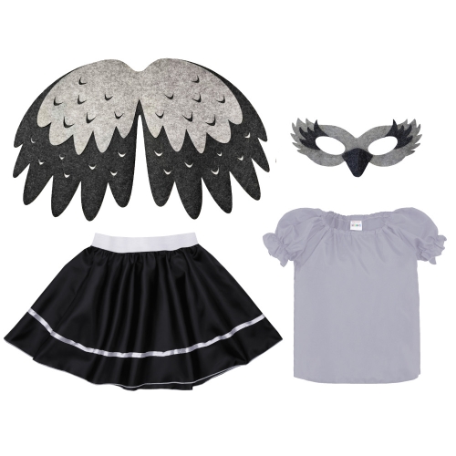 ZESTAW ŻURAW SZARO-CZARNY 134-140 4el