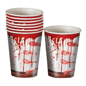 KUBECZKI PAPIEROWE KRWAWA DŁOŃ BIAŁO-CZERWONE 240ml 6szt