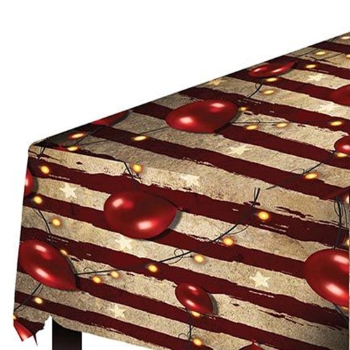 OBRUS FOLIOWY CYRK BALONIKI CZERWONO-BEŻOWY 137x274cm