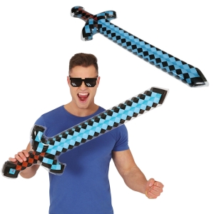 MIECZ PIKSELOWY DMUCHANY BŁĘKITNY 90cm