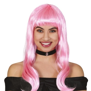 PERUKA DŁUGA PROSTA Z GRZYWKĄ JASNORÓŻOWA