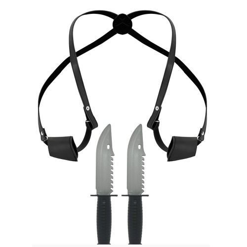 KABURA NA RAMIĘ Z DWOMA NOŻAMI CZARNA