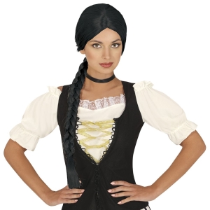 PERUKA DŁUGA WARKOCZ CZARNA