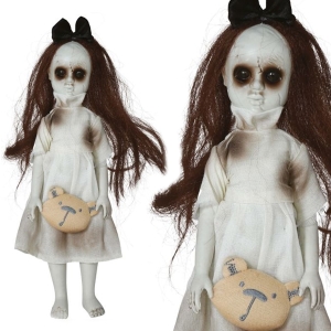 KUKŁA WISZĄCA LALKA Z PLUSZOWYM MISIEM BIAŁA 30cm