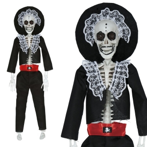 KUKŁA WISZĄCA SZKIELET MARIACHI CZARNY 40cm