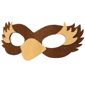 MASKA PTASZEK SOWA FILCOWA BRĄZOWO-BEŻOWA