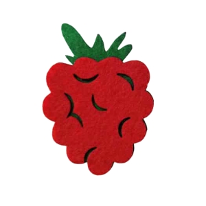 EMBLEMAT MALINA FILCOWY CZERWONY 6,5x4,5cm