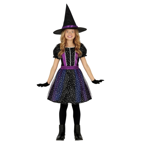 STRÓJ SUKIENKA CZAROWNICA GWIAZDKI CZARNA 110-115