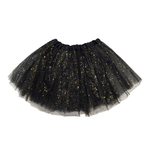 SPÓDNICZKA TIULOWA METALICZNY BROKAT CZARNA 30cm