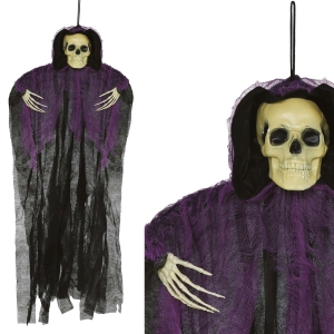 KUKŁA WISZĄCA SZKIELET TUNIKA CZARNO-FIOLETOWY 90cm