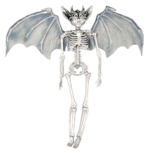 KUKŁA WISZĄCA SZKIELET WAMPIR ZE SKRZYDŁAMI BIAŁY 40cm