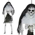 KUKŁA WISZĄCA SZKIELET Z CHUSTĄ BIAŁO-CZARNA 45cm