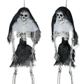 KUKŁA WISZĄCA SZKIELET Z CHUSTĄ BIAŁO-CZARNA 45cm