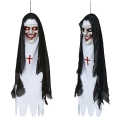 KUKŁA WISZĄCA UPIORNA ZAKONNICA ŚWIATŁO DŹWIĘK 90cm