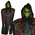KUKŁA WISZĄCA ZOMBIE W ŁAŃCUCHACH TUNIKA CZARNO-ZIELONY 50cm