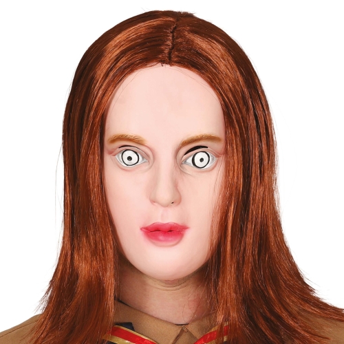 MASKA LALKA Z WŁOSAMI DUŻE OCZY LATEKSOWA