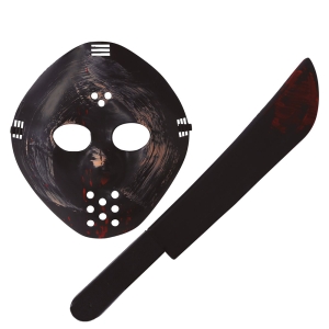 ZESTAW MASKA I MACZETA JASON VOORHEES CZARNY
