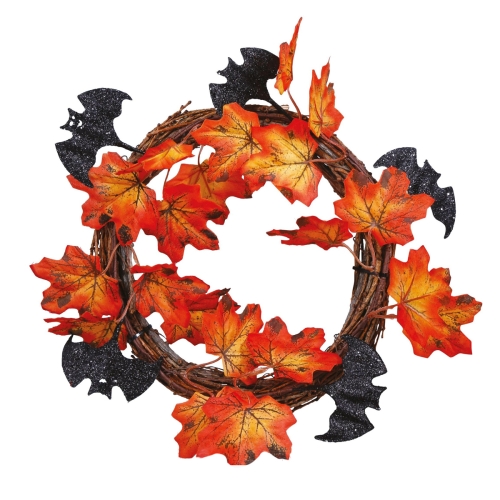 WIENIEC KORONA LIŚCIE JESIENNE BRĄZOWO-POMARAŃCZOWY
