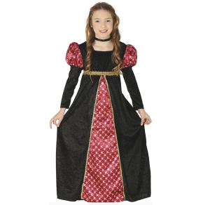 STRÓJ SUKIENKA ŚREDNIOWIECZNA DAMA CZARNO-CZERWONY 125-135