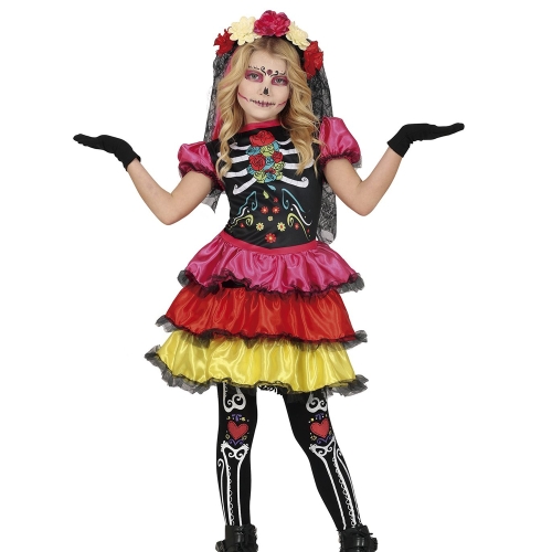 STRÓJ SUKIENKA PANI ŚMIERCI LOS MUERTOS KOLOROWA 95-105