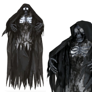 KUKŁA WISZĄCA SZKIELET ŚWIATŁO DŹWIĘK CZARNY 160cm