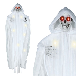 KUKŁA WISZĄCA SZKIELET DUCH ŚWIATŁO BIAŁY 185cm