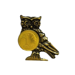 SOWA Z MONETĄ 1 GROSZ 1szt