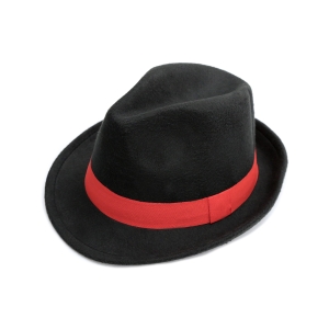 KAPELUSZ AL CAPONE CZARNO-CZERWONY 54cm