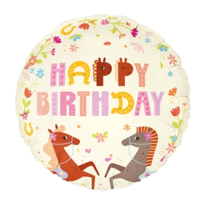 BALON PARTY PAL HAPPY BIRTHDAY KONIKI BEŻOWY 18'' 45cm