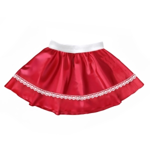 SPÓDNICZKA KORONKA SATYNA CZERWONA 34cm