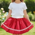 SPÓDNICZKA KORONKA SATYNA CZERWONA 34cm