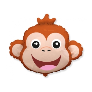 BALON MAŁPKA GŁOWA BRĄZOWY 14" 36cm