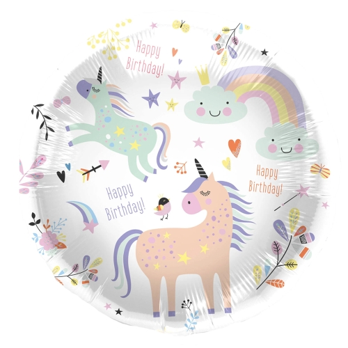 BALON FOLAT HAPPY BIRTHDAY JEDNOROŻCE OKRĄGŁY BIAŁY 18" 45cm