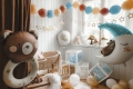 BALON PARTY DECO MIŚ NA KSIĘŻYCU BIAŁO-BŁĘKITNY 39'' 98cm