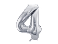 BALON CYFRA 4 SREBRNY 28'' 72cm