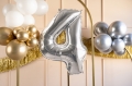 BALON CYFRA 4 SREBRNY 28'' 72cm