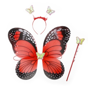 ZESTAW MOTYLEK CZARNO-CZERWONY 3el