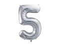 BALON CYFRA 5 SREBRNY 28'' 72cm