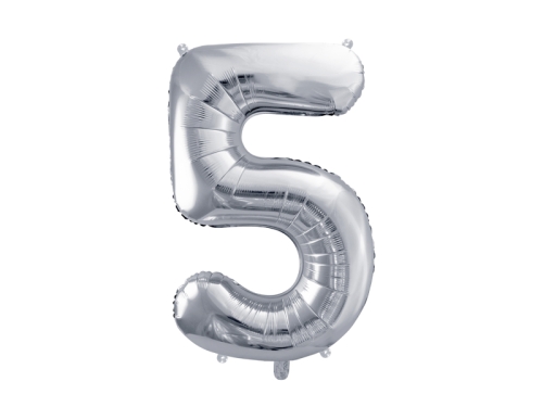 BALON CYFRA 5 SREBRNY 28'' 72cm