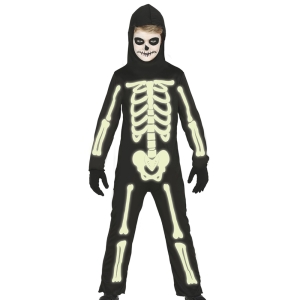 STRÓJ KOMBINEZON SZKIELET FLUORESCENCYJNY CZARNY 142-148