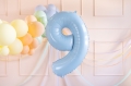 BALON CYFRA 9 BŁĘKITNY 28'' 72cm