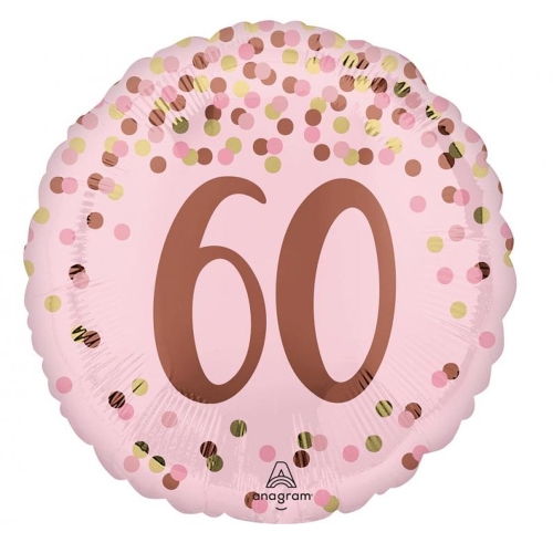 BALON ANAGRAM 60 URODZINY GROSZKI RÓŻOWY 18" 46cm