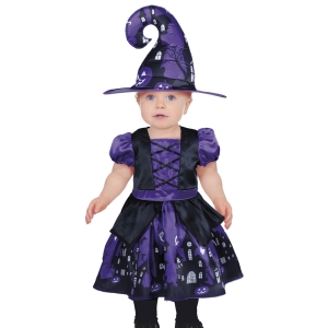 STRÓJ SUKIENKA WIEDŹMA CZARNO-FIOLETOWA 89-93