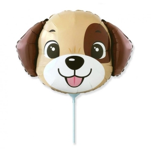 BALON UŚMIECHNIĘTY PIESEK GŁOWA BRĄZOWY 14" 36cm