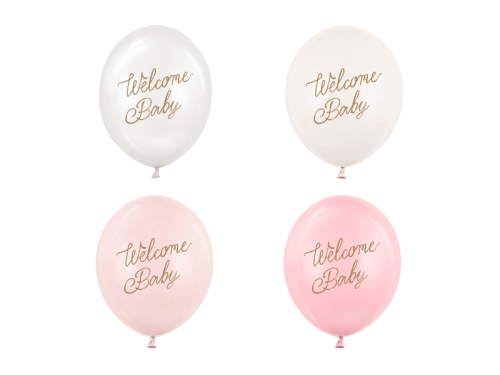BALONY PARTY DECO STRONG WELCOME BABY RÓŻOWE MIX 30cm opak. 50szt