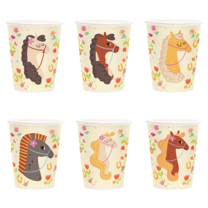 KUBECZKI PAPIEROWE KONIKI BEŻOWE 220ml 6szt