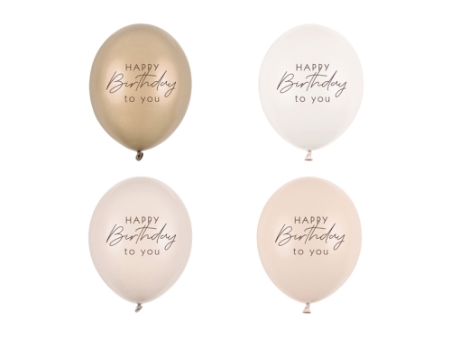 BALONY PARTY DECO STRONG HAPPY BIRTHDAY BEŻOWE MIX 30cm opak. 50szt
