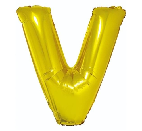 BALON LITERA V ZŁOTY 34'' 86cm