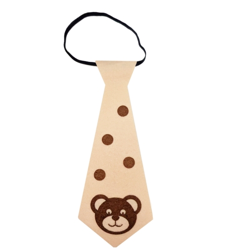 KRAWAT MIŚ KROPKI FILCOWY BEŻOWY