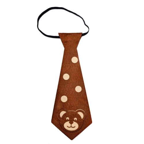 KRAWAT MIŚ KROPKI FILCOWY JASNOBRĄZOWY